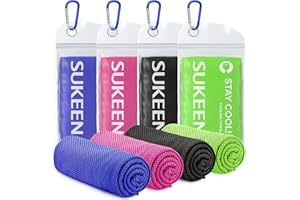 Sukeen Confezione da 4 asciugamani rinfrescanti (101,6 x 30,5 cm), asciugamano per ghiaccio, morbido e traspirante, asciugamano in microfibra per yoga, sport, corsa, palestra, allenamento, campeggio,