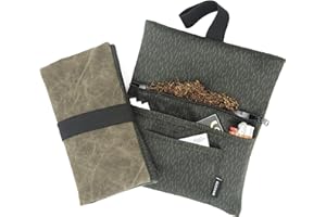 GUGGIARI® Uchwyt na tytoń z papieru i filtra wykonany ze skóry PU i tkaniny dla kobiet i mężczyzn - miękki uchwyt na bidon ze skóry PU z zamkiem błyskawicznym, otwieranym i elastycznym