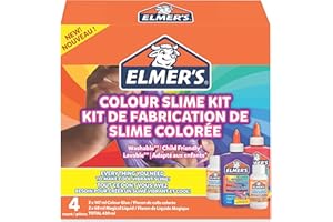 Elmer's kit pour slime coloré | Ingrédients pour slime avec colle colorée PVA lavable | Couleurs assorties | Liquide magique activateur de slime inclus | Kit de 4 pièces