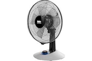 Fakir trend VC 25 N – Tischventilator mit 90° Oszillation, 4 Leistungsstufen & LED-Drehschalter I Leiser Ventilator mit 38 dB (A) für Gästezimmer, Wohnzimmer & Büro I Schwarz/Weiß I 45 Watt