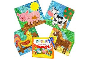KOKOBOX Kit Mosaico Bambini Mosaico Adesivo Bambini Gioco Bambina Bambino 3 4 5 Anni 4 Modelli Di Mosaico Con Animali Giocattoli Bambini Creatività E L'abilità Motoria Regalo Bambina Bambino - Animali