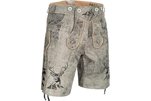PAULGOS Herren Trachten Lederhose HK4-ANTIK+ Träger, Echtes Leder, Gr. 44-60