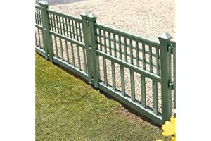 Parkland® Green Plastic Fence Panels Garden Lawn Edging Plant Border Landscape (Pack of 8)