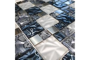 Total Look Design Tiles And Interiors Blue Vintage Mosaic Tiles Sheet for Walls Floors Bathroom Kitchen (Full Sheet 30 x 30cm)