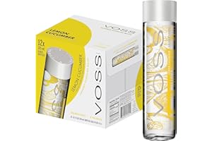 VOSS Lemon Cucumber Flavoured Sparkling Water, Pack of 12 x 375ml VOSS Original Glass Bottles, Zero Calories, No Sugar, Naturally Sourced