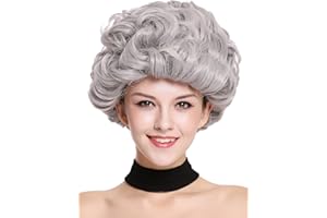 WIG ME UP- 91097-ZA68E Peluca señoras Mujer Carnaval Halloween Gris, Rizado, Corto, Abuela Abuelita anciana 1980s