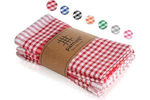 ‎PAMUQ pamuq Geschirrtücher Baumwolle 100% - rot kariert, 5er Set, 45x65cm, mit Aufhänger - Geschirrhandtücher Baumwolle Trockentücher Küche Küchentücher Baumwolle Küchenhandtücher
