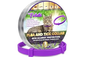 Collier Chat Ajustable - Traitement Anti-puces, Anti-Poux et Anti-tiques - Protection de Huit Mois - Imperméable - 33 cm - Violet - Toldi