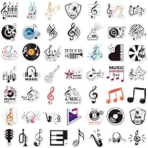 kaensc 50 pezzi cartoni animati carini strumenti musicali adesivi impermeabili per bambini adolescenti adulti bottiglia d'acqua decorativa laptop diario skateboard casco bicicletta bagagli