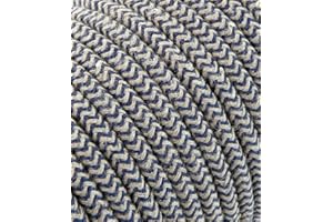 Merlotti 20.381 Câble électrique rond revêtu de tissu, sable/jeans, 3 m