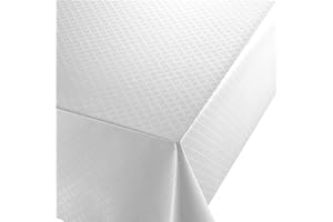 ‎DECOHOMETEXTIL Wachstuch Diamant Relief Weiss Breite & Länge wählbar abwaschbare Tischdecke Eckig 100 x 320 cm