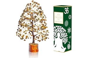 Crocon Árbol de la Vida con Piedras Preciosas de Ojo de Tigre árbol de Cristal para decoración Feng Shui árbol de Dinero de Chakras Piedras de Cristales curativos de Buena 10 a 12 Pulgadas
