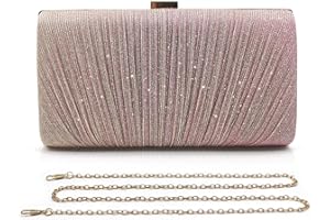 Pahajim Pochette Donna Elegante Brillantinata Borse Clutch Glitter Sposa Borsa con Catena Paillettes Borsetta Tracolla per Balli, Feste, Matrimonio, Cerimonia (Oro Rosa)
