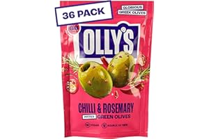 Olly's Olives, Chilli & Rosemary, 50g (Pack of 36), 100% Natural Ingredients, Handy Snack Pouches, Healthy Vegan Snacks, Low Calorie, Source of Fibre, No Preservatives, Gluten Free