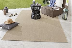 ‎NORTHRUGS NORTHRUGS In- und Outdoor Teppich Match 120x170cm - Wetterfest Modern Plain Allover Unifarben Design Läufer für Balkon Terrasse Garten Wintergarten Wohnzimmerteppich Wasserfest in Beige