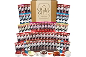 CREDO GIFTS Condiment Sauce Travel Hamper 70x – Ketchup Sachets, Mayo, BBQ Dip, Brown Sauce, Hot Chilli Packets, Garlic, Mini Condiments, Airbnb, Travel, Camping, Hotels