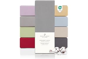 ‎DARBENE DarBene Fitted Sheet 90 x 200 cm Premium, 100% Premium Combed Jersey Cotton, Breathable, Super Soft Bed Sheet up to 30 cm Mattress Height, Oeko-Tex, Light Grey