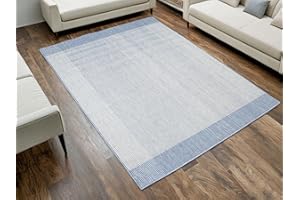 ‎AKCILA AKCILA Brussels geometrisch rechteckig Blau Outdoor Teppich 160x230 cm,Sisal Teppich für Terrasse, Wetterfeste Balkon Teppiche, Küchenteppich waschbar, Kitchen Rug, Balcony Carpet, Wetterfest Tepich