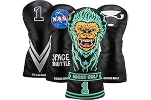 GOOSE GOLF Copri mazze da golf per Driver Legni e Ibridi – Compatibili con tutte le marche Chiusura elastica – Coperture premium – Cappucci con interno morbido e rotella di identificazione – Proteggono le mazze