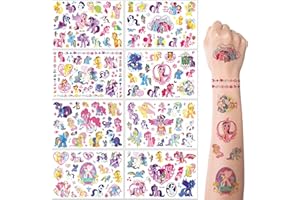ORTCI Tattoo Kinder, 8 Blätter My Little Pony Einhorn Temporäre Tattoo Aufkleber Set für Mädchen Jungen Kindertattoos Wasserdicht für Geburtstagsgeschenke Kindergeburtstag Mitgebsel Festival Party Deko