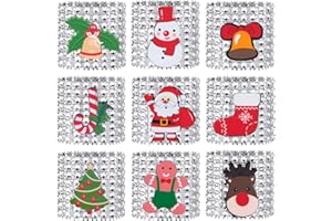 Yesaler Portatovaglioli di Natalizi Bling Anelli di Tovaglioli con Strass Anello Portatovagliolo per Decorazioni della Tavola della Festa di Natale 18 Pezzi (Argento)