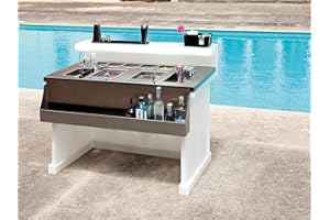 Kloris Bancone Bar Workstation Cocktail Station attrezzata Catering PORTATILE e SMONTABILE polietilene e acciaio inox con LED RGB e telecomando mod. Easybar col.neutro cm 142x82 h 110 MADE IN ITALY