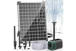 Biling Solar Pond Fountain 20W 875L/H Solar Powered Water Fountain with 6.5ft Pipe DIY Water Feature, 4 Nozzles, 16.4ft Cord Freely Place Panel, Perfect for Garden Patio Stream Waterfall Pool