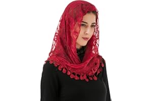 PAMOR Mass Schleier Dreieck Mantilla Kathedrale Kopfbedeckung Kapelle Schleier Spitze Schal Latein Schal