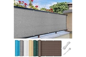 SUNLIMEI Balcon Privacidad 35 x 350 cm Resistente Al Viento Pantalla de Privacidad para Balcones con Ataduras de Cables para Patio Al Aire Libre Apartamento, Patio, Gris Claro