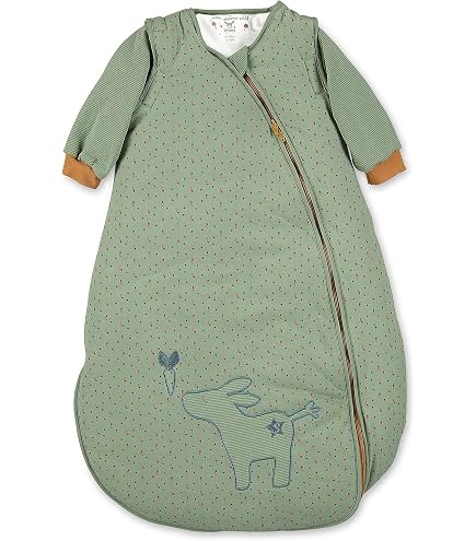 Sterntaler Schlafsack mit Armen 90cm Giraffe & Löwe – Jersey, leicht wattiert – Abnehmbare Ärmel mit Klettverschluss, Stulpen