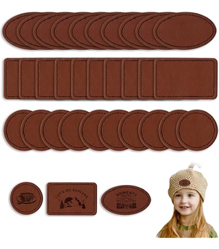 30 Stück PU Leder Aufnäher Patch Abzeichen Mix Öesen Mit 8mm Metall Messing Ösen - Foto 8