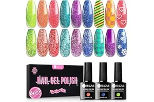 ‎UR SUGAR UR SUGAR UV Nagellack Glitzer Neon, 6 Farben Gel Nagellack Neon Glitzer Reflechissant UV Gel Nagelgel Set Funkelnd Gelnägel Farben Farbwechsel Gel Nägel Selber Set Maniküre Geschenkset