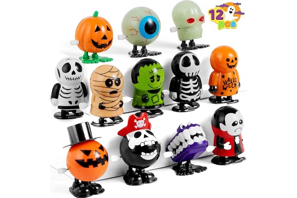 JOYIN Lot de 12 Jouets à Remonter pour Halloween Assortiments de Cadeau de Fête pour Halloween Remplisseur de Sac de Goodies (12 pièces)