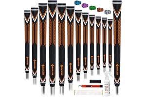 SAPLIZE Hochleistungs-Golfgriffe aus Gummi, hohe Stoßdämpfung, rutschfest, 13 Griffe mit allen Kits, erhältlich in Standard/Mittel/Jumbo-Größen, 6 Farben Option, CC10 Golfschlägergriffe