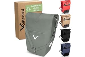 Valkental - Borsa da bicicletta 2in1 in plastica riciclata | Borsa portabagagli impermeabile 100% | Scomparto laptop, volume 23-28L, pratici scomparti | Ideale per ciclismo e viaggi