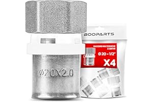 BOOPARTS - 4 pezzi - raccordo manicotto dritto femmina a crimpare (dado fisso)- raccordo a crimpare multistrato Ø20-1/2" (15/21) contorno TH - per collegare un tubo multistrato di diametro 20