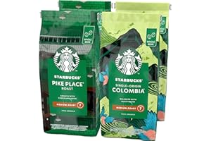 ‎STARBUCKS STARBUCKS Pike Place Roast, Single-Origin Colombia Kawa Ziarnista 450g (4 sztuk w zestawie)