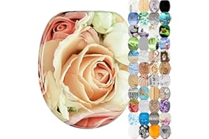 Sanilo Soft Close Toilet Seat, Stable Hinges, Easy to Mount, Wooden Toilet Seat Pink Rose