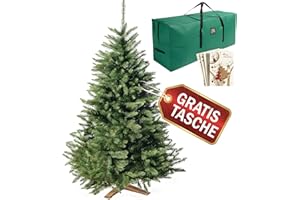 Wolkenland Künstlicher Weihnachtsbaum 180cm, in Premium Qualität - Mit Aufbewahrungstasche und Holzständer – Naturgetreu und mit dicht bestückten Zweigen – Künstliche Weihnachtsbäume