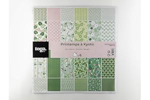 DRAEGER PARIS 1886 Printemps à Kyoto Papiers imprimés, Vert, 30 x 30 cm