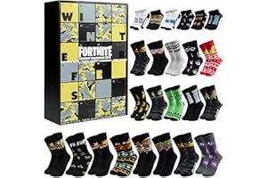 Get Trend Fortnite Socks Advent Calendar 2025 Boys Teens & Men UK 5.5-8.5, 24 Pairs of Casual & Sports Socks, Christmas Countdown, Gamer Gifts for Him (Black/Yellow Fortnite)