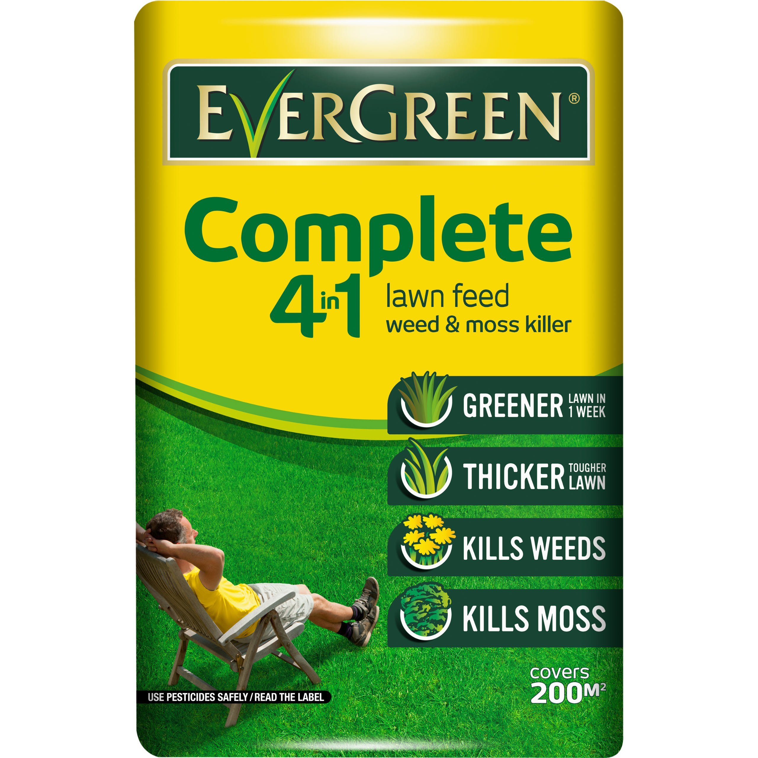 EverGreen Lawn Care Bag Complete 4 in 1 Lawn Feed Weed Moss Killer 7kg