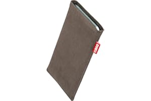 fitBAG Rock Taupe Handytasche Tasche aus Textil-Stoff mit Microfaserinnenfutter für Samsung Galaxy A20e | Hülle mit Reinigungsfunktion | Made in Germany