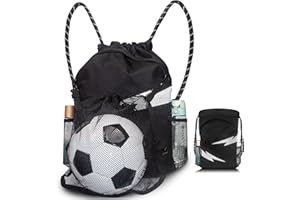 EDNYZAKRN Fußball Rucksack, Turnbeutel mit Kordelzug mit Abnehmbarer Ballnetztasche für Erwachsene Jungen Mädchen Basketball Volleyball Baseball