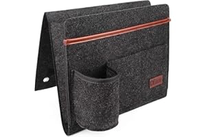 KK|Salecker Betttasche mit Flaschenhalter - Organizer aus Filz zum Einhängen - Sofa Bett Aufbewahrung - praktische Bettablage und Aufbewahrungstasche