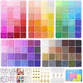 Funtopia Beads for Making Bracelets, 2 mm 49000 Pieces Seed Beads
