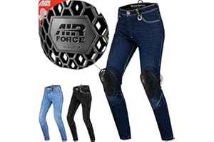 SHIMA DEVON Jeans Moto - Pantaloni Biker Ventilato Elastico Vestibilità Slim con Rinforzi in FiberQL, Protezioni CE per Ginocchia e Fianchi (Donna, Blu scuro, 32)