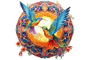 KAAYEE Holzpuzzle Erwachsene, 300pcs Kolibri Puzzle Holz, Wooden Puzzle Unregelmäßige Einzigartige Form Puzzleteile, Holz Puzzle Mit Geschenkbox Aus Holz (35 x 35 cm, L)