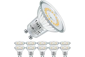 EACLL Bombillas LED GU10 Blanco Neutro 6.5W Equivalente 95W Halógena, Pack de 10, Focos Sin Parpadeo AC 230V, 4000K 715 Lúmenes 120 ° Spotlight, Lámpara Reflectora Corta no Regulable