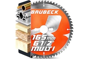 BAUBECK Circular Saw Blade 165mm x 20mm +16mm Adapter, 80T Clean Cuts in Wood & Aluminium - Compatible with 18v Dewalt DT99560, Makita B-57336, Evolution R165, Hikoki C18DSL - Multi-Purpose Saw Blade